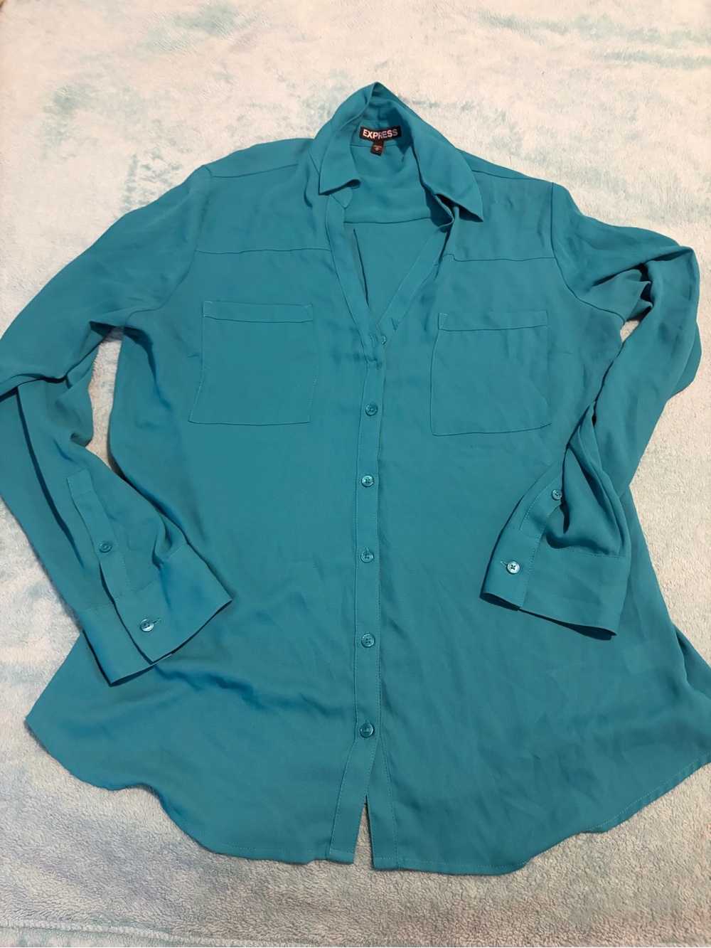 Express Teal Long-Sleeve Button-Down Shirt